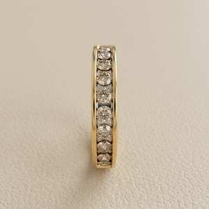Channel Set Diamond Band Yellow Gold 0.45tcw