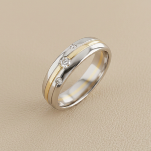 2-Tone 3-Stone Diamond Wedding Ring 0.10tcw Size 5.75