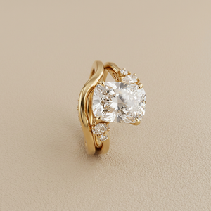 Cushion-cut diamond engagement ring — front view