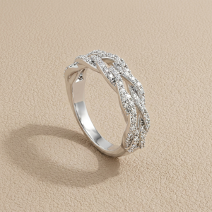 Intertwined diamond wedding band 14K white gold 0.40 ct tw