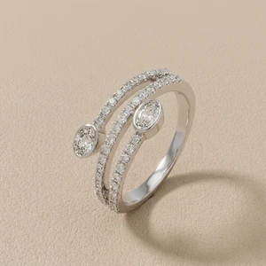 Oval diamond triple row half eternity band 14K white gold 0.65 ct tw