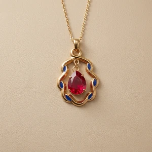 Pear Shape Ruby Dangling Pendant Necklace 2.50tcw