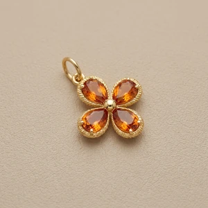Pear-shape citrine flower pendant necklace 2.50tcw 14kt yellow gold front view
