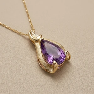 Pear Shape Amethyst Crescent Pendant 3.05tcw