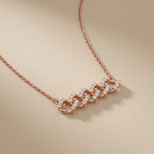 Miami Cuban Dainty Diamond Necklace Rose Gold 0.23tcw