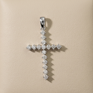Diamond cross pendant necklace 0.23tcw 14kt gold front view