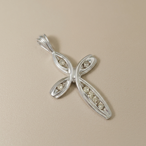 Diamond Cross Pendant 0.15tcw White Gold 10kt