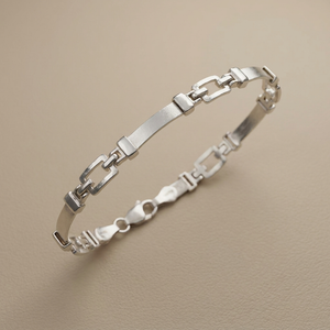 Bar-link white gold bracelet 10.05g 14kt white gold front view