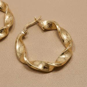 Greek Key Gold Hoop Earrings 3.90g