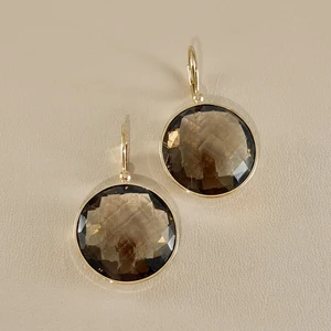 Smoky Topaz Gold Drop Statement Earrings 10.10g