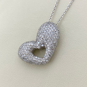 Diamond Cluster Heart Necklace 0.75tcw