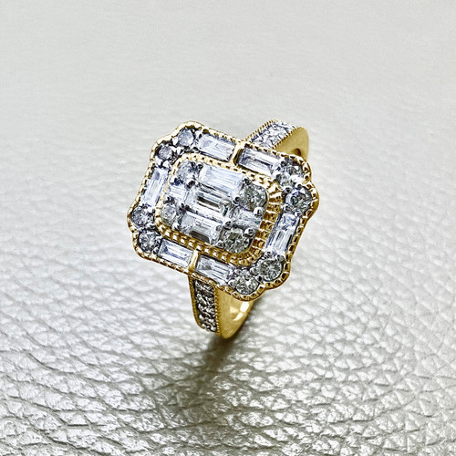 Baguette Halo Engagement Ring