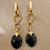 Black onyx drop earrings featuring 12.28tcw gemstones, crafted in 14kt yellow gold with an elegant vintage style Treasured & Co.