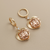 Gold Rose Heart Huggie Drop Earrings 2.28tcw