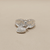 Diamond heart ring in white gold, flat front view of dangling heart charm and 8.20mm band