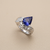 Pear shaped tanzanite and diamond ring in 14kt white gold, 1.79tcw hero view