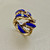 Treasured & Co. 14kt yellow gold vintage enamel diamond ring with 0.19tcw diamonds and blue enamel, a unique and sophisticated piece for women.