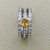 Oval citrine fashion ring 0.72tcw with round zirconias, set in 14kt white gold. Unique jewelry piece, perfect for cocktail parties. Treasured & Co., Astoria, New York.