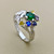 2.18tcw multi gemstone leaf ring featuring emerald, sapphire, amethyst, and citrine set in 14kt white gold. A one-of-a-kind womens ring by Treasured & Co.