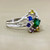 Beautiful 2.18tcw multi gemstone leaf ring with emerald, sapphire, amethyst, and citrine, set in 14kt white gold. A unique womens ring by Treasured & Co., Astoria.