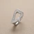 Open heart statement ring in 14kt white gold, 8.15g solid gold weight, angle view showing pavé finish