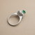 Vintage style emerald ring 14kt white gold gift presentation