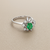 Treasured and Co. vintage emerald starburst ring 14kt white gold