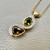 Beautiful tourmaline and moissanite pendant necklace 2.63tcw, featuring oval and pear-shaped tourmalines with moissanites set in 14kt yellow gold. A unique and sophisticated statement necklace for women by Treasured & Co., Astoria.