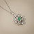 Vintage Emerald White Sapphire Pendant Necklace 0.60tcw