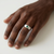 Matte finish detail emerald beveled edge band 14kt white gold Model