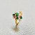 Petite emerald and diamond fashion ring 14kt yellow gold front view