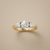 Natural round diamond three stone engagement ring 0.77tcw two tone white yellow gold top view
