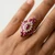 18k gold ruby ring, vintage marquise cocktail style worn on hand