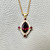 18-inch solid cable chain with pink tourmaline ruby diamond pendant