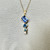 Multi-stone blue gemstone drop pendant 14kt yellow gold side profile