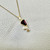 Garnet, Baguette & Champagne Diamond, Drop Pendant Necklace 1.14tcw