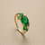 Oval emerald tsavorite and diamond cocktail ring 2.40tcw 18kt yellow gold