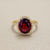 Oval Garnet Diamond Halo Ring 2.91tcw
