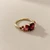 Garnet January birthstone ring flat view, 2.66tcw multi-stone composition in 14kt yellow gold