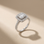 1.05tcw round-cut diamond engagement ring in cluster setting in white gold — close-up detail