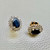 Unique oval sapphire and diamond earrings on 18kt yellow gold