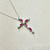 Marquise Ruby Diamond Cross Necklace White Gold 0.84tcw