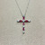 Marquise Ruby Diamond Cross Necklace White Gold 0.84tcw
