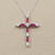 Marquise Ruby Diamond Cross Necklace White Gold 0.84tcw