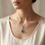 Oval Emerald Diamond Necklace White Gold 0.25tcw