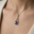 Oval Sapphire Diamond Halo Necklace 1.70tcw