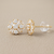 14K Solid Gold Flower Stud Earrings Cubic Zirconia