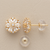 Round Flower Stud Earrings 14K Solid Gold Cubic Zirconia