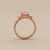 Cushion cut padparadscha sapphire ring setting flat lay 14kt rose gold