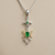 Tsavorite sword pendant necklace 14kt yellow gold sterling silver front view